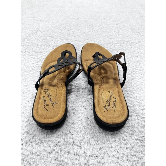 Women's Natural Soul Jennie Black Thong Flip Flop Sandals Size 8.5 - Picture 3 of 9